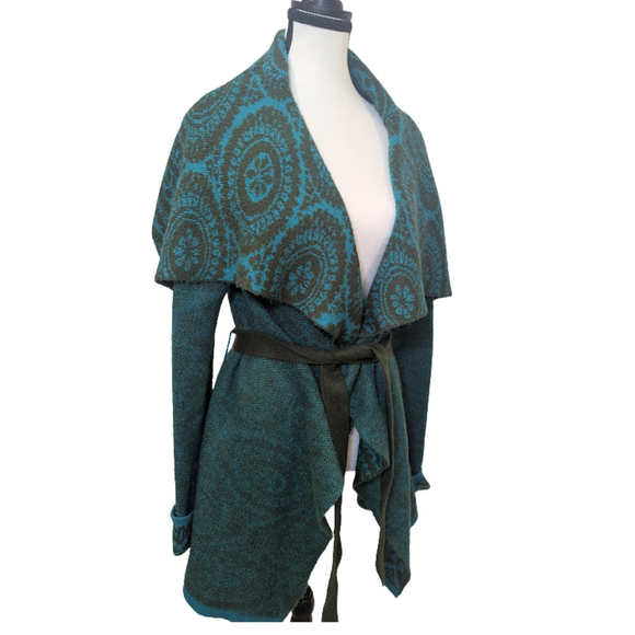 David Bitton Sweaters - Buffalo David Bitton Teal Knit Wrap Sweater | Boho Artisan Cabincore Layer | M